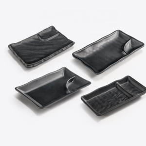 Restaurante Japonês Melamina Mergulhando Pratos De Molho De Soja Sushi Wasabi Prato Pequeno De Molho Tigelas De Melamina Fosco Preto - Product Image 5