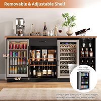Meuble bar à vin HANYEE noir X-Door avec plateau extensible, gestion des câbles et rangement pour bouteilles