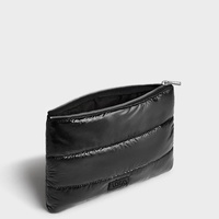 OEM Gesteppte Reise-Kulturtasche, Puffy Beauty Clutch für Damen, Schwarze Glänzende Nylon-Puffer Make-up Organizer Handtasche