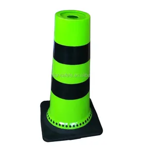 Zware 70Cm Big Size Rood Groen Road Veiligheid Pvc Plastic Verkeer Kegel Met Zwarte Reflecterende Strip, kon Gebruiken Met Ips Systeem