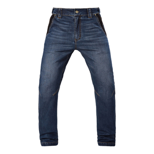 Jean droit bleu pour homme, coupe classique, en denim uni, taille mi-haute, décontracté, pour l'automne, service OEM - Product Image 1