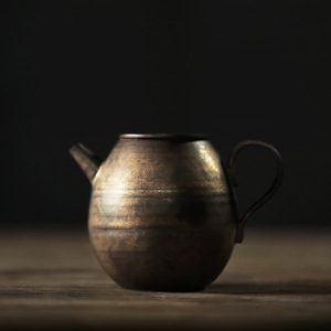 Handmade Coarse Pottery Teapot Rust Colored Glaze Round Shape Without Lid Kung Fu <b>Tea</b> <b>Set</b> - Product Image 1