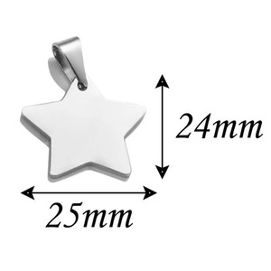 จี้สแตนเลสรูปดาว 5 สี สำหรับทุกเพศ  ขนาด 24x25 มม.  สามารถสลักได้  ขายส่ง - Product Image 4