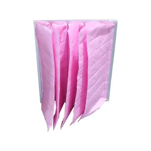 Industrial Air Filter Filter Medium F7 Pink Medium Efficiency Pocket Bag Chemical Filter for Collect Dust