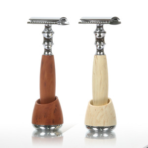 Rasoir manuel à lame en acier inoxydable, manche en bois de noyer, outil de rasage du visage - Product Image 5