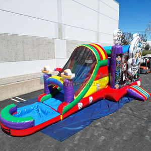 Castillo inflable comercial con tobogán, diseño arcoíris de Día de los Muertos, para niños. - Product Image 2