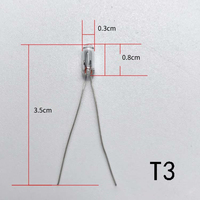 T3 T4 T5 Miniature Ampoule Lampes 12V 24V Lampe Ampoule Edison Incandescent Filament Riz 3mm 4mm 5mm Néon Indiquant Ampoule