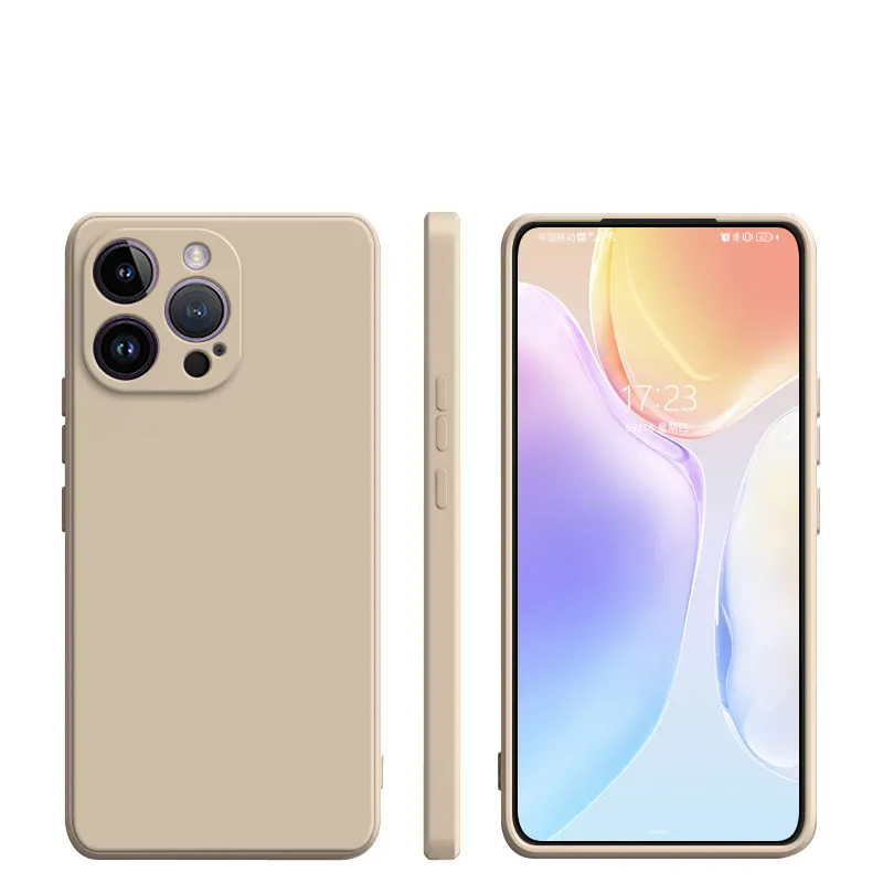 لهاتف أيفون 15 14 Plus 13 12 Mini 11 Pro X XR XS Max 7 8 SE غطاء خلفي ناعم ومضاد للصدمات سائل عادي بسعر الجملة