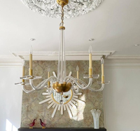 Yihao, candelabro de cristal de lujo moderno, lámpara colgante de cristal de granja Vintage, techo de latón para Hotel, sala de estar, lámpara de vela