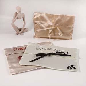 Bolsa de Regalo de Seda Satén con Cordón, Personalizada con Logotipo de Marca, Ecológica, Duradera, Impresa en Serigrafía, Color Natural, 20*15cm - Product Image 4