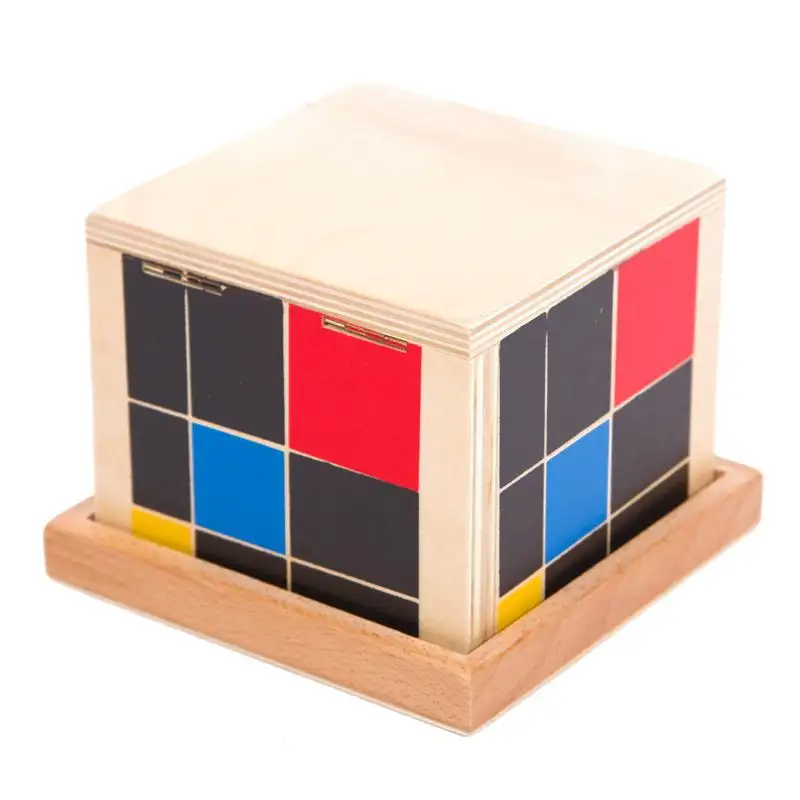 Montessori Set Alat Bantu Mengajar Kubus Trinomial Puzzle Kubus Kayu