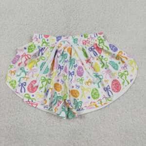 SS0822 rts Venta al por mayor Conjunto de ropa para niñas pequeñas con lazos coloridos y estampado de huevos, pantalones cortos de verano, estilo boutique, para yoga, ropa para niños/niñas pequeñas - Product Image 1