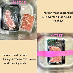 Sangle en silicone à forte aspiration, accessoire de cuisine réutilisable de qualité alimentaire, empêche la viande congelée de flottant, accélère le décongellement de l'évier - Product Image 2