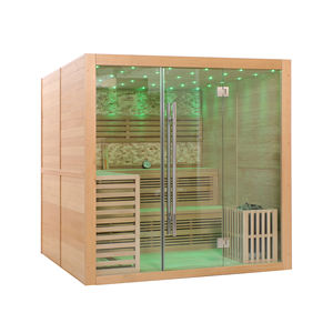 Sauna <span class=keywords><strong>en</strong></span> <span class=keywords><strong>bois</strong></span> massif pour 8 personnes au design moderne et luxueux avec <span class=keywords><strong>douche</strong></span> à vapeur humide, alimenté à l'énergie <span class=keywords><strong>solaire</strong></span>, garantie de 2 ans Idealsauna IDS-003A3 - Product Image 4