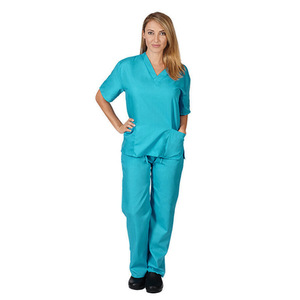 Conjuntos de Uniformes Quirúrgicos para Mujer, Ropa de Trabajo de Aislamiento Quirúrgico de Manga Corta, <span class=keywords><strong>Tela</strong></span> de Poliéster - Product Image 4