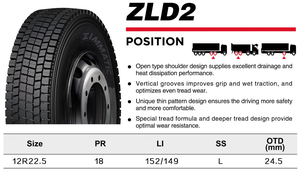 Pneumatico per Camion 12R22.5 per Carichi Pesanti con Battistrada Profondo 24,5mm, Pneumatico Radiale per Asse Motore per Camion e Rimorchi per Lunghe Distanze - Product Image 4