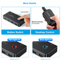 Produsen langsung 14 tahun adaptor sakelar USB 2 In 4 Out 10Gbps dengan 2 kabel Data USB/tipe-c dan Remote