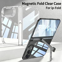 Étui de téléphone pliable transparent pour iPhone Duo 18 Fold avec béquille, coque de protection antichoc en PC pour téléphone portable