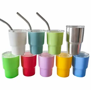 Custom Logo 2oz 3oz Sublimation Shot Glass Stainless Steel Double Wall Mini Tumbler Cup With Straw
