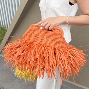 Borse in Rafia all'Uncinetto con Nappe Stile Bohemien Più Popolari, Borse all'Uncinetto Fatte a Mano, Pochette di Lusso da Donna - Product Image 5