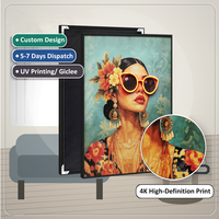 UNIART Affiche néon LED moderne sur toile noire, Art mural lumineux vertical, Impression UV sur porcelaine cristalline, Décoration intérieure