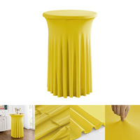 Nappes rondes extensibles en spandex pour jupe de table de cocktail avec rideaux ondulés naturels, housses de table de cocktail ajustées