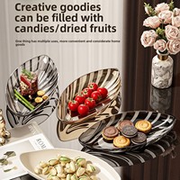 Bladsvormige plastic oplaadbare fruit schaal - duurzaam, grote capaciteit, minimalistisch & licht luxe design voor thuisdecoratie, geschikt voor serveren (OEN/ODN)