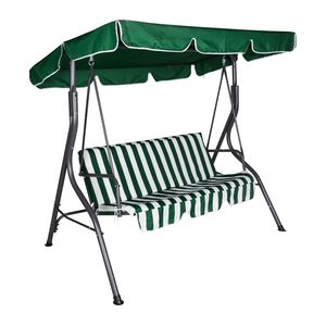 Dondolo a 3 posti in metallo argentato e poliestere a righe verdi/bianche - Product Image 1