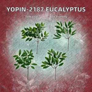Ramas de Hojas de <span class=keywords><strong>Eucalipto</strong></span> Artificiales Pequeñas y Reciclables, Decoración de Escritorio, Hojas de Ficus Locust Verdes Económicas para Bodas, Hogar e Interiores - Product Image 2