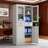 Archivador de Acero de 2 Cajones con Puerta de Vidrio para Oficina, Fácil Clasificación de Archivos para Almacenamiento en el Lugar de Trabajo