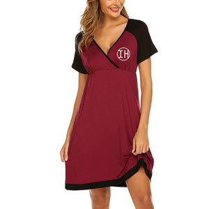 <span class=keywords><strong>Chemise</strong></span> <span class=keywords><strong>de</strong></span> <span class=keywords><strong>nuit</strong></span> personnalisée d'<span class=keywords><strong>allaitement</strong></span> pour femmes enceintes avec vêtements <span class=keywords><strong>de</strong></span> maternité élégants à manches courtes robe pour <span class=keywords><strong>grossesse</strong></span> robe <span class=keywords><strong>de</strong></span> maternité - Product Image 4
