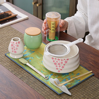 Céramique Matcha Thé Vert Chasen Titulaire Japonais Stand Bol Bambou Fouet Broyeur Brosses Thé Porte-Outil Teaware Ensembles Accessoires
