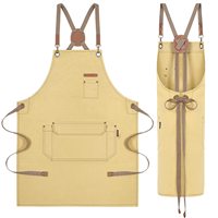 Tablier de Chef Unique avec bretelles croisées pour hommes et femmes, tablier en toile de coton pour artistes, peinture, cuisine