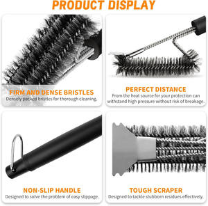 Cepillo Raspador de Acero Inoxidable de 18 Pulgadas, Extra Fuerte, con Triple Cepillo de Plástico para Limpieza de Parrillas de <span class=keywords><strong>Gas</strong></span>/Carbón - Product Image 6