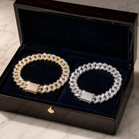 Collier Chaîne Maille Cubaine en Alliage Or Argent Sertie de Zircons CZ, Fermoir Boîte Hip Hop, Bijoux Bling Bling pour Hommes et Femmes, Vente en Gros, Personnalisation OEM