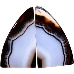 Par de Gemas Pulidas de Ágata Negra Natural con Banda, Forma de Media Luna, 16+ Quilates, para la Elaboración de Joyas - Product Image 1