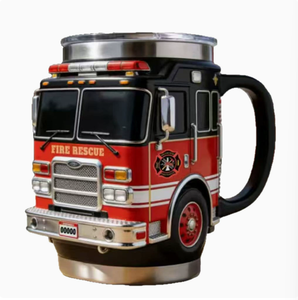 Mug à <span class=keywords><strong>café</strong></span> en acier inoxydable, design original, unique, pratique et populaire, en résine, camion de pompiers - Product Image 1