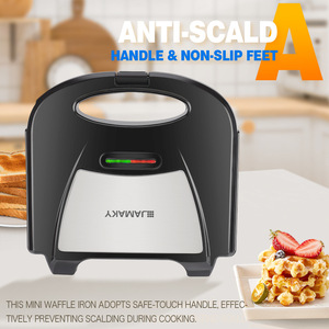 JAMAKY Gaufrier électrique mini, double face chauffante, surface de cuisson antiadhésive, pour le petit-déjeuner à la maison - Product Image 3