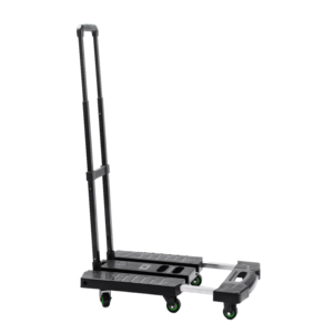 Troli Gudang Lipat Empat Roda Plastik Hitam Biru dengan Pegangan Baja, Platform, Troli Tangan untuk Berkemah, Garansi 5 Tahun - Product Image 2