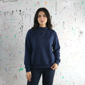 BLUE Hooded Winter Sweatshirt 100% Cotton High Street Vintage Finer Threads - Product Image 1