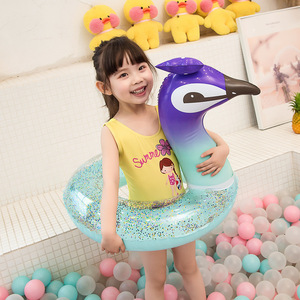 <b>Inflatable</b> Childrens Flamingo Swim Ring With Sequins Pool <b>Float</b> For Kids Age 5-9 Novelty Animal Shape Water Park Use - Product Image 3