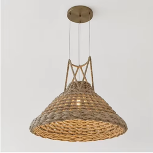 Lámpara Colgante Moderna de Mimbre Tejido a Mano, Forma de Cono, para Sala de Estar, Comedor, Cafetería - Product Image 1