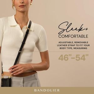 حافظة هاتف باندولير هايلي كروس بودي. جلد طبيعي 100% من نوع بيبل مع تفاصيل ذهبية. حزام قابل للتعديل وقابل للإزالة. بطاقة - Product Image 5