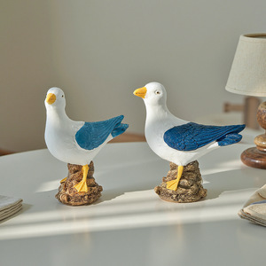 Figurines décoratives en résine de mouette, statues d'oiseaux pour la décoration de la maison, modèle artisanal artistique, ornements de style méditerranéen, animaux - Product Image 2