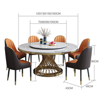 Table à manger ronde en marbre nordique moderne avec centre rotatif nouvel arrivage de table à manger 6 places