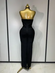 Abito da donna nero fasciante con scollo all'americana e schiena scoperta, sexy e lussuoso, per compleanno, serate di gala, feste, homecoming e <span class=keywords><strong>cocktail</strong></span>. - Product Image 4