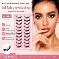 10 Paires de Faux Cils Européens et Américains 3D Effet Miroir Multi-Niveaux pour Grands Yeux, Cils de Petit Diable Transfrontaliers