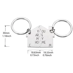 Yiwu Aceon Stainless Steel Customized Keyring Initials Letter Engraved for Boyfriend Husband Zip Zap Split House Key Chain