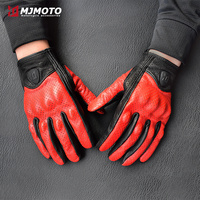 Gants de moto d'été respirants à perforation Retro en cuir avec écran tactile intégré EVA Shell Casual Outdoor