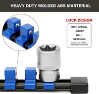 Support de douille standard en aluminium SAE, jeu de 3 pièces Rails de douille de 1/4, 3/8, 1/2 pouces Organisateur d'outils magnétiques